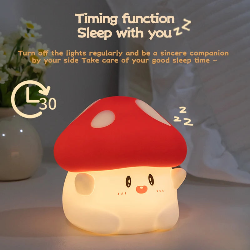 Veilleuse champignon LED rechargeable – lampe de chevet USB