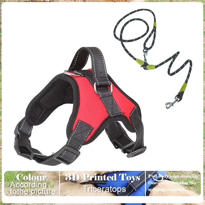 Harnais anti-traction réglable pour chien + laisse