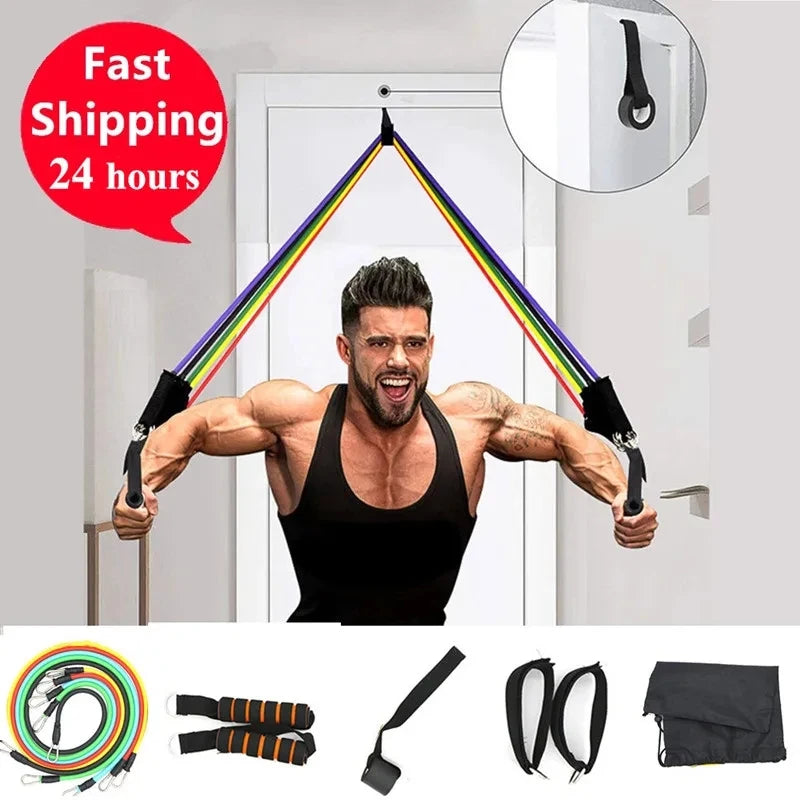Bandes de résistance élastiques – set fitness – lot de 11