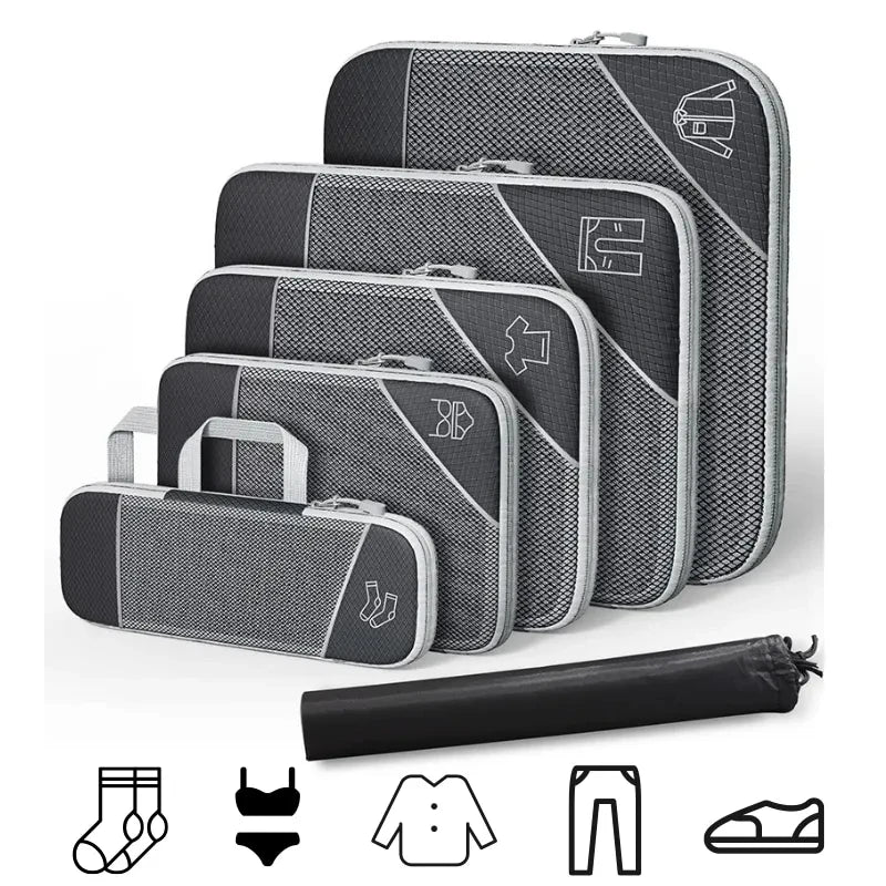Cubes de rangement de voyage à compression – lot de 6