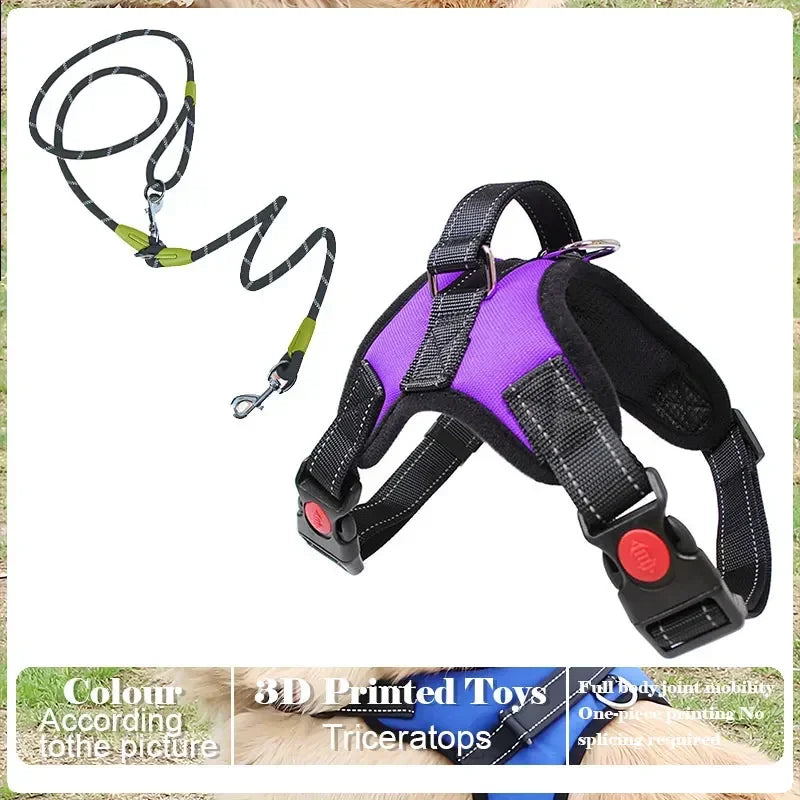 Harnais anti-traction réglable pour chien + laisse