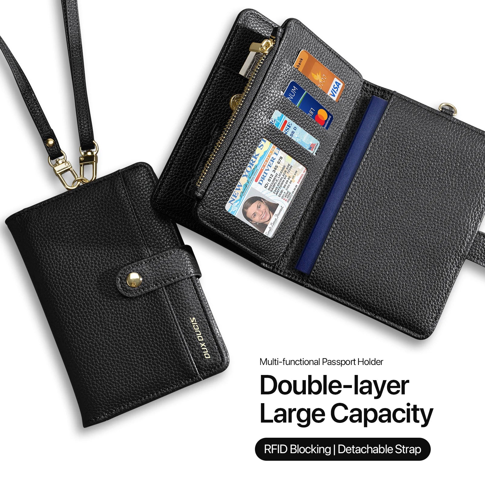 Pochette passeport anti-RFID – tour de cou