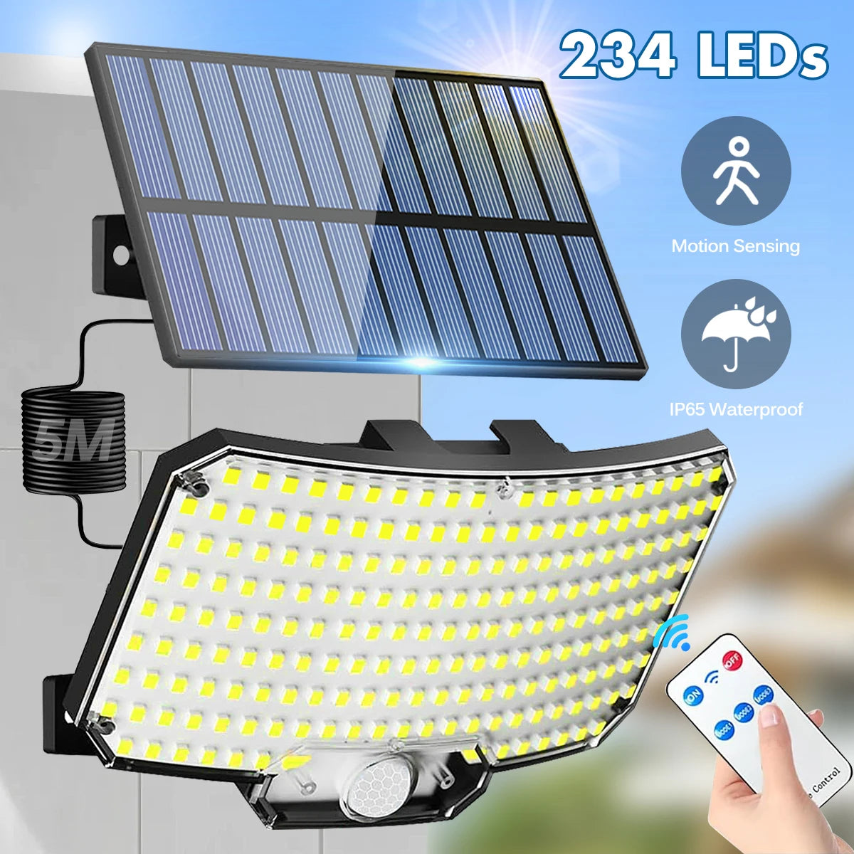 Éclairage solaire de jardin – étanche & sans fil – télécommande