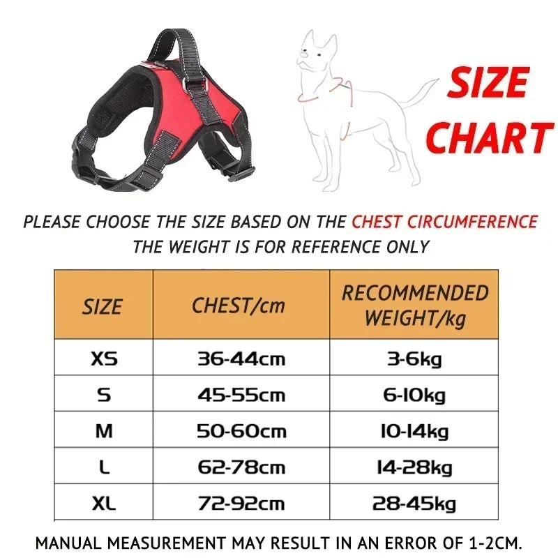 Harnais anti-traction réglable pour chien + laisse