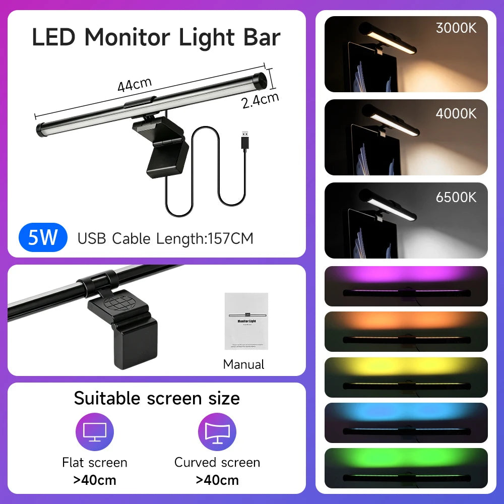 Barre lumineuse d'écran LED – sans reflet