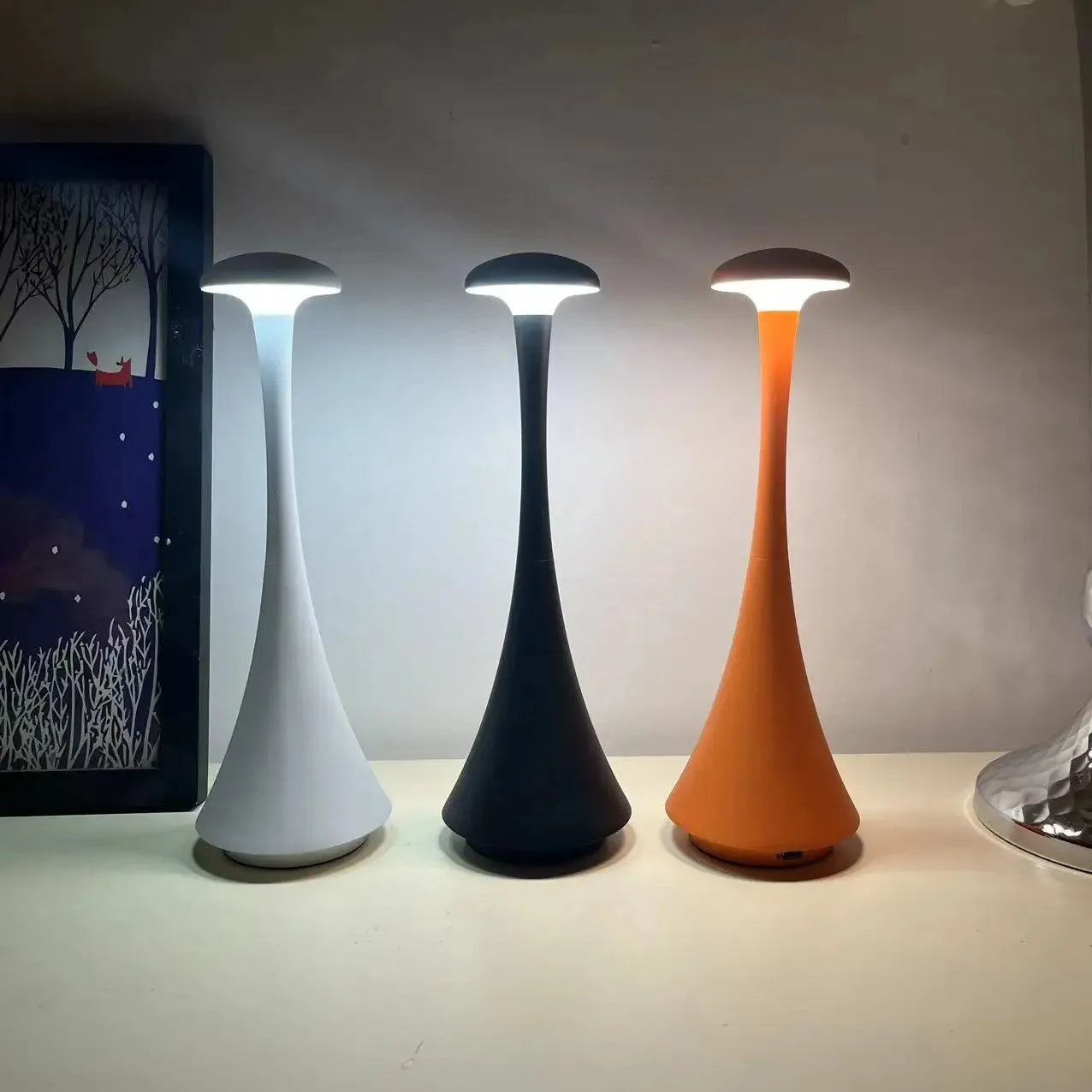 Lampe champignon LED sans fil – veilleuse tactile rechargeable (USB-C)