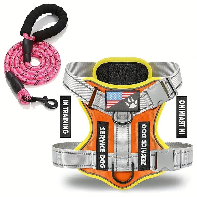 Harnais anti-traction réglable pour chien + laisse