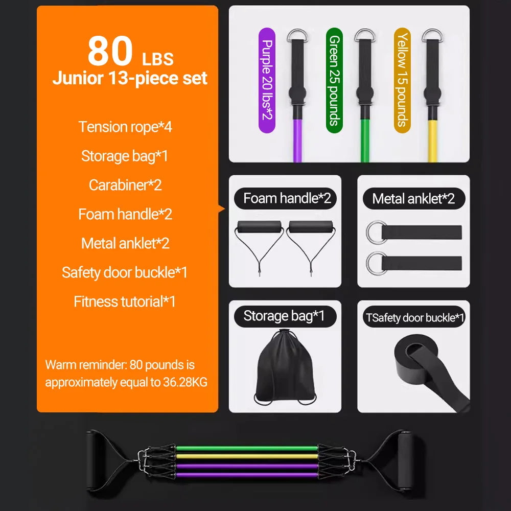 Bandes de résistance élastiques – set fitness – lot de 14