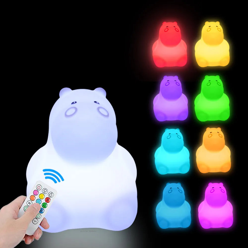 Veilleuse bébé en silicone – lumière douce tactile – télécommande