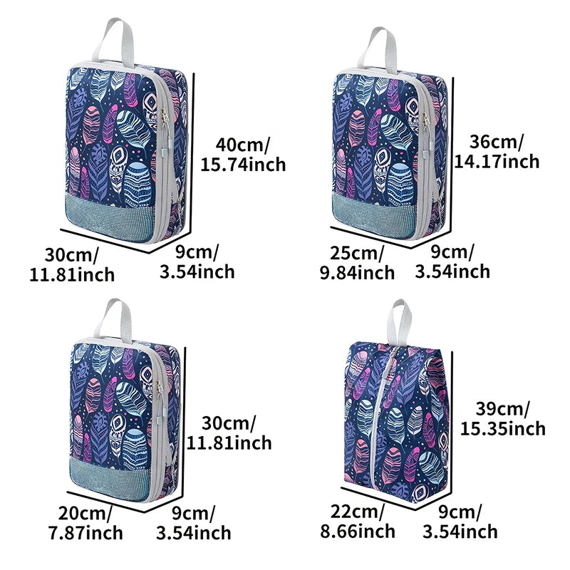 Cubes de rangement de voyage à compression – lot de 4