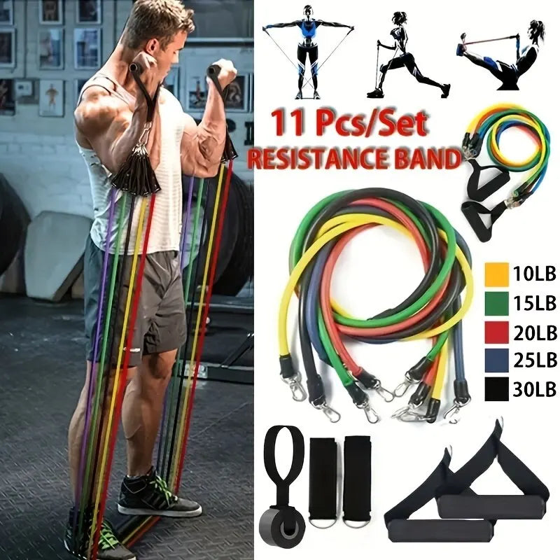 Bandes de résistance élastiques – set fitness – lot de 11