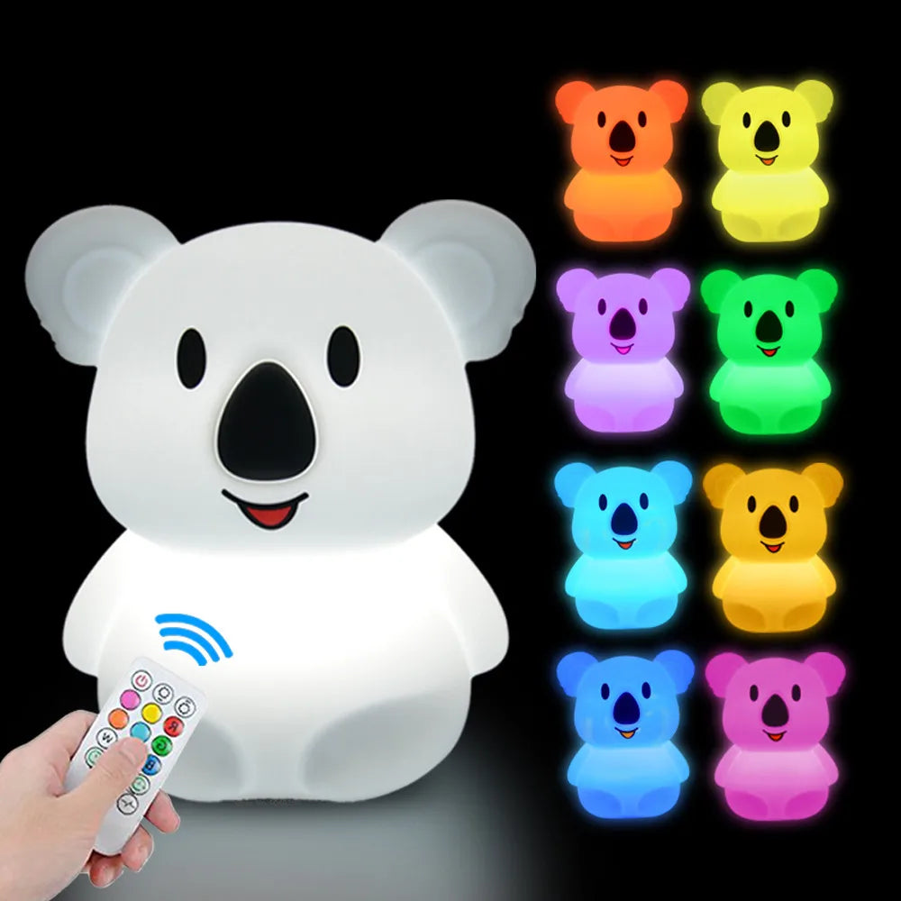 Veilleuse bébé en silicone – lumière douce tactile – télécommande