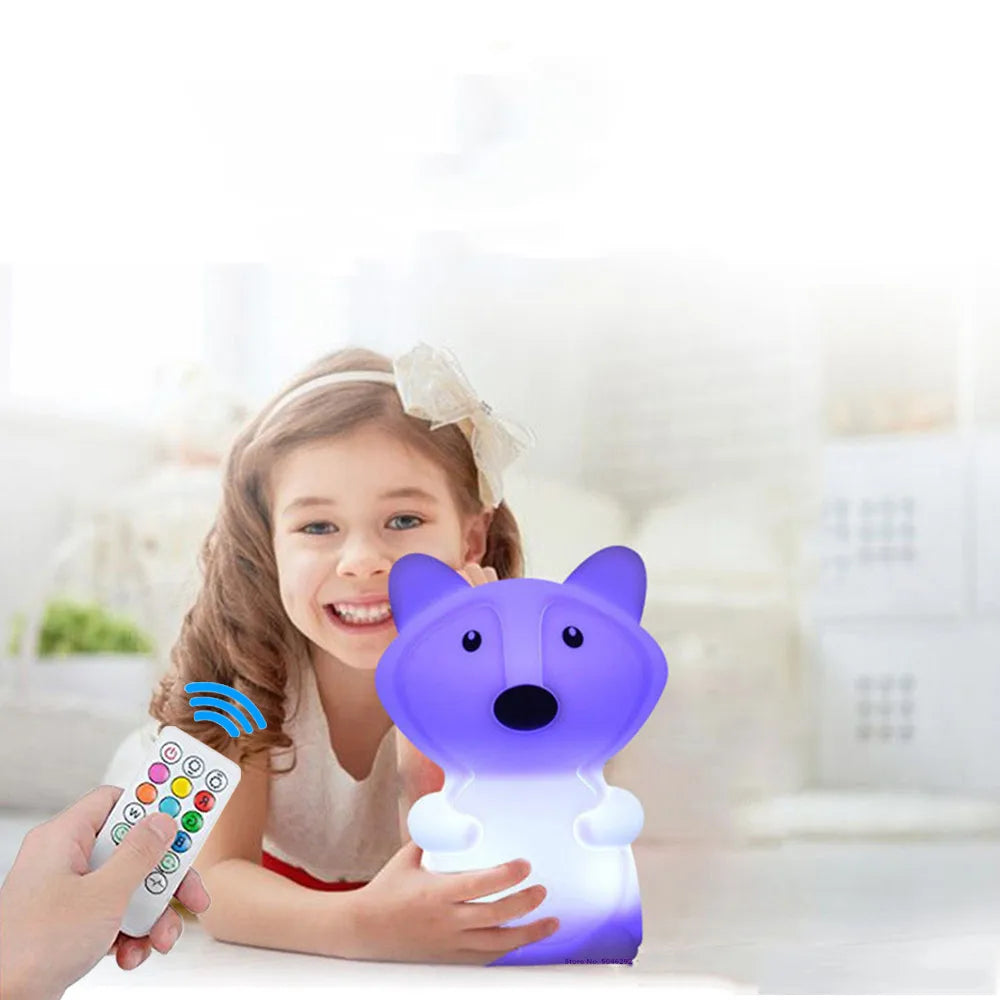 Veilleuse bébé en silicone – lumière douce tactile – télécommande
