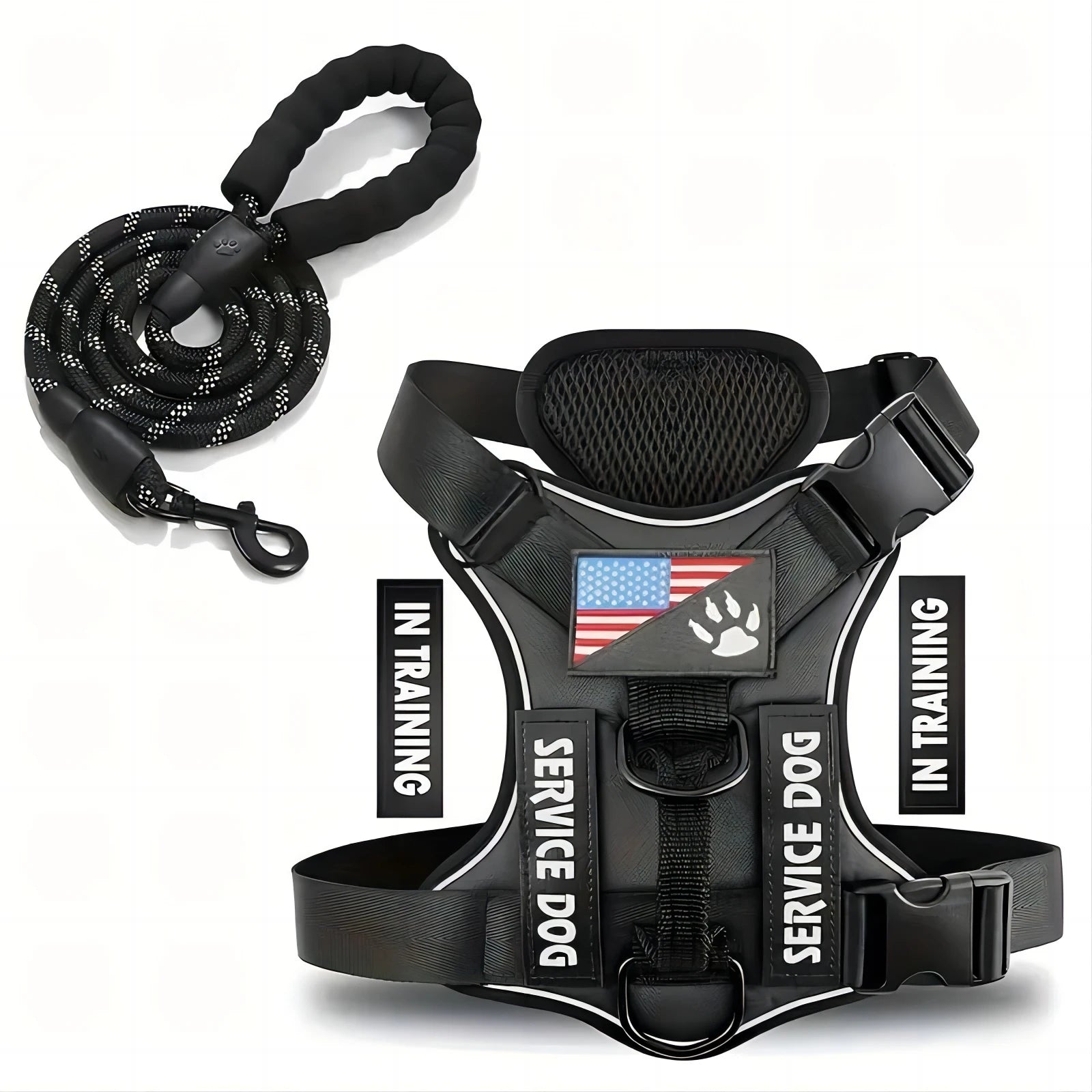 Harnais anti-traction réglable pour chien + laisse