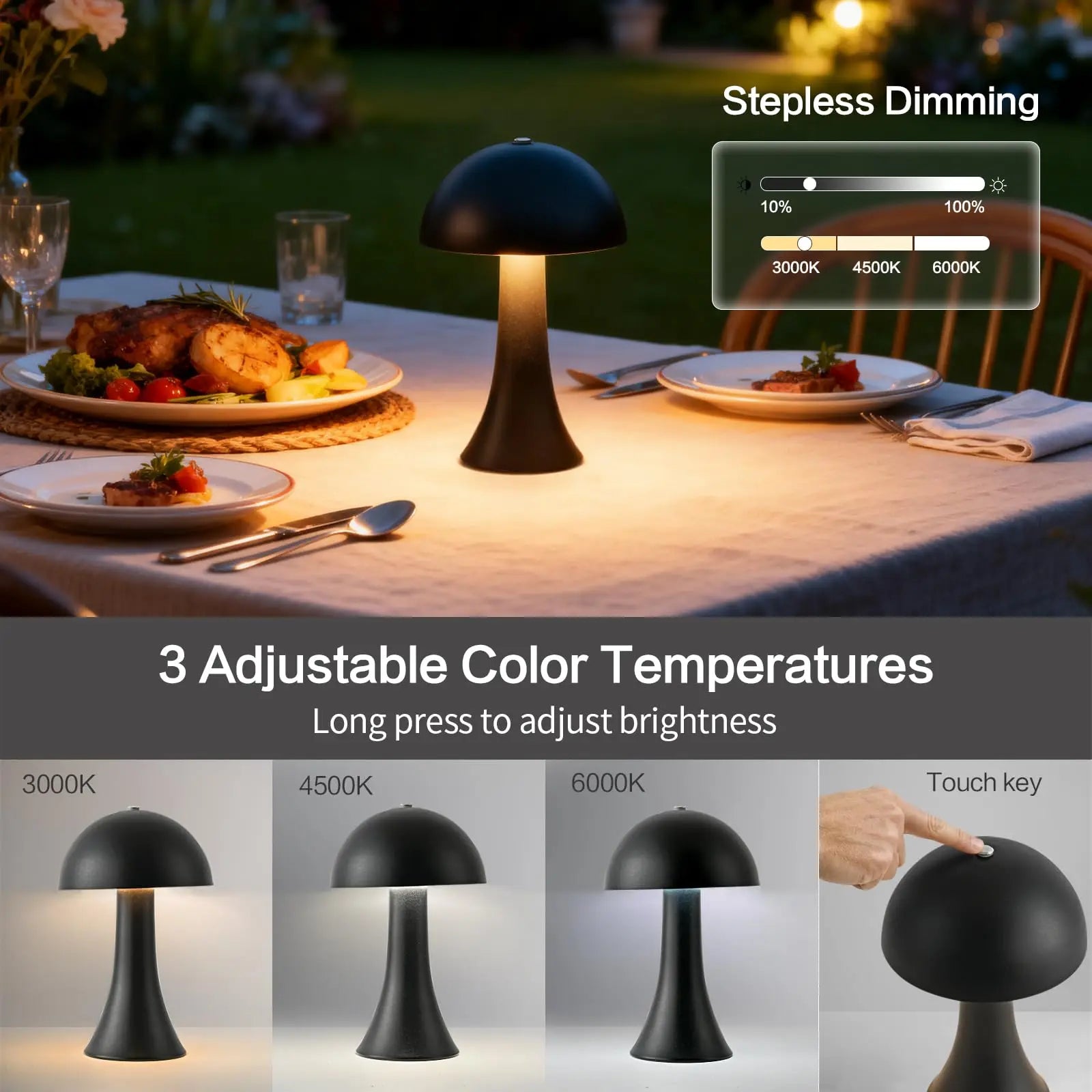 Lampe champignon LED sans fil – lumière d'ambiance USB