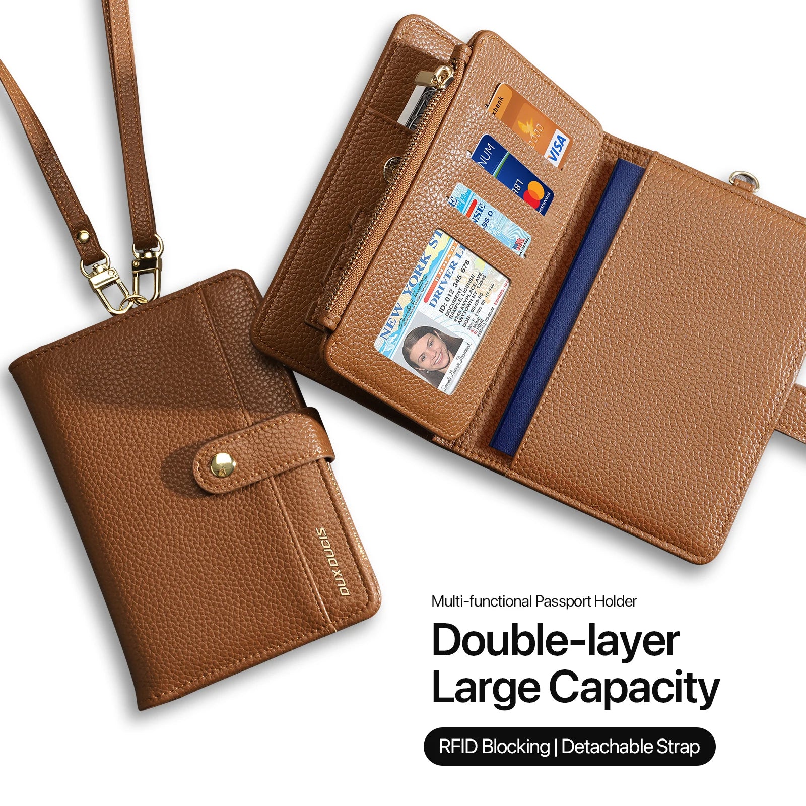 Pochette passeport anti-RFID – tour de cou