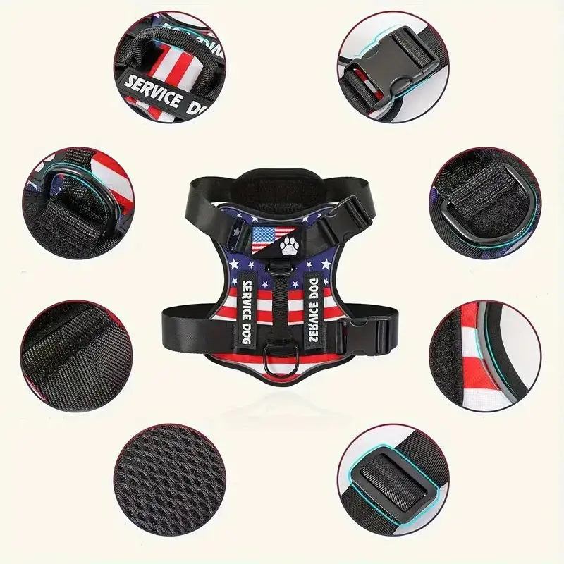 Harnais anti-traction réglable pour chien + laisse