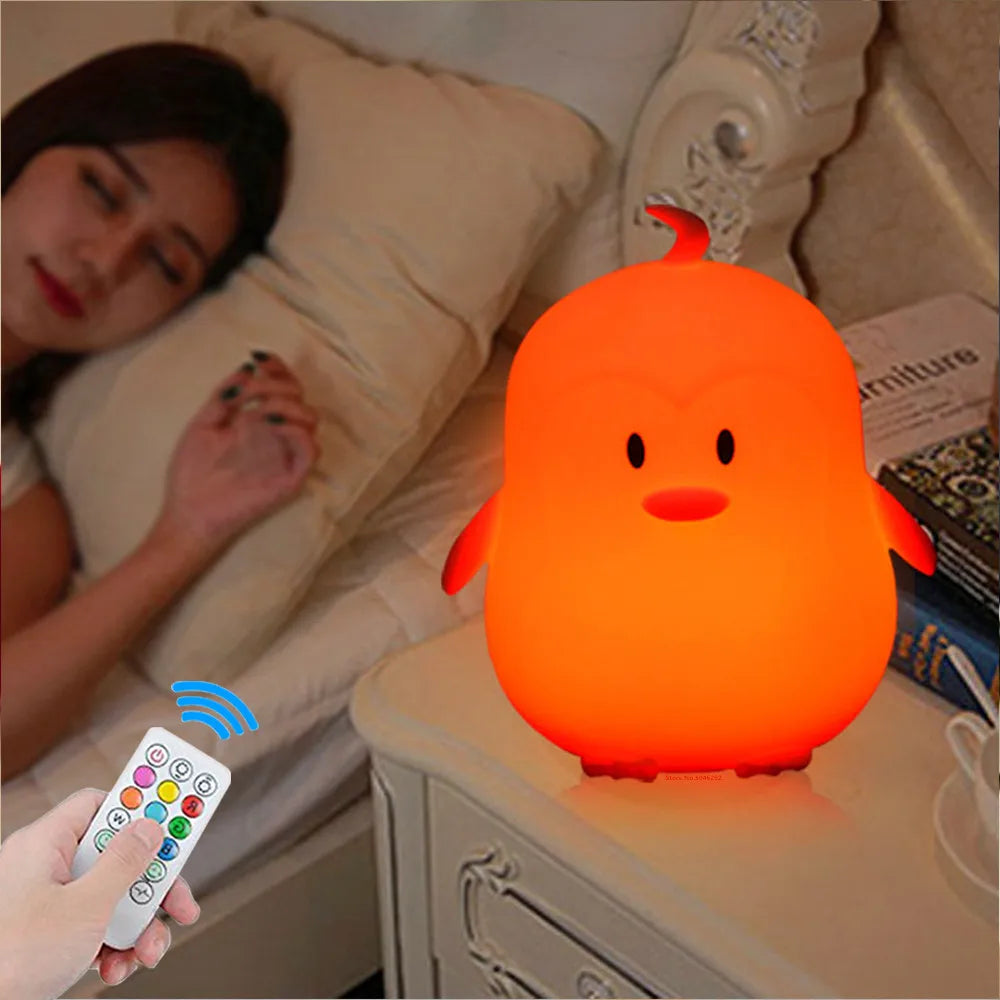 Veilleuse bébé en silicone – lumière douce tactile – télécommande