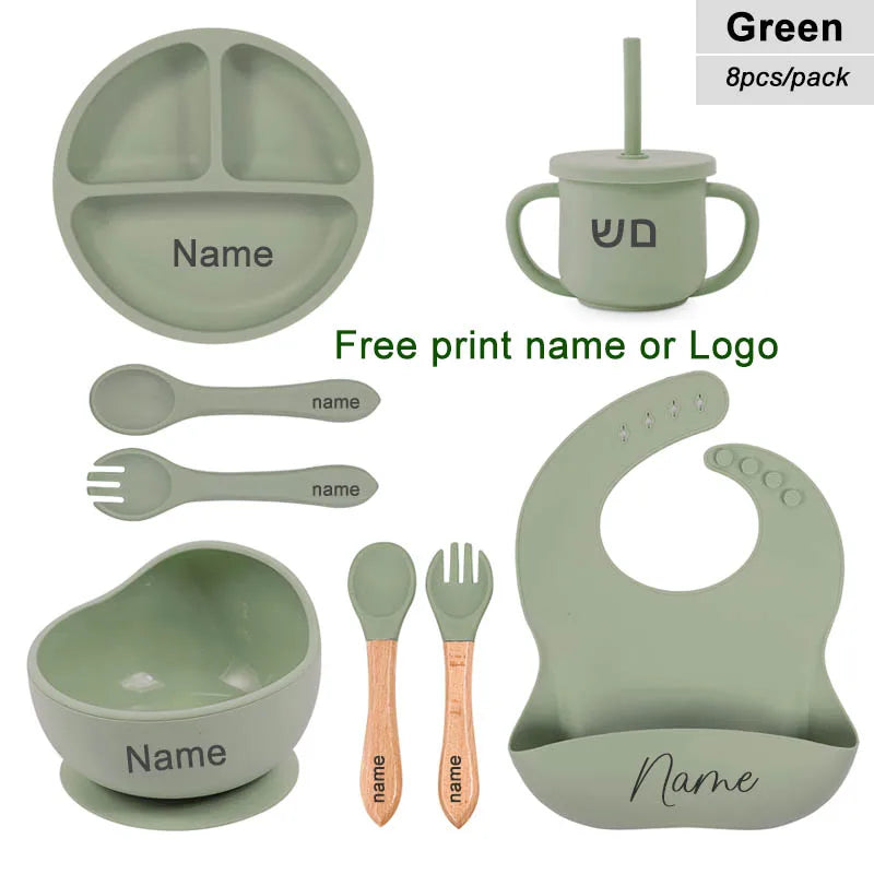 Set repas bébé en silicone – à ventouse – lot de 8