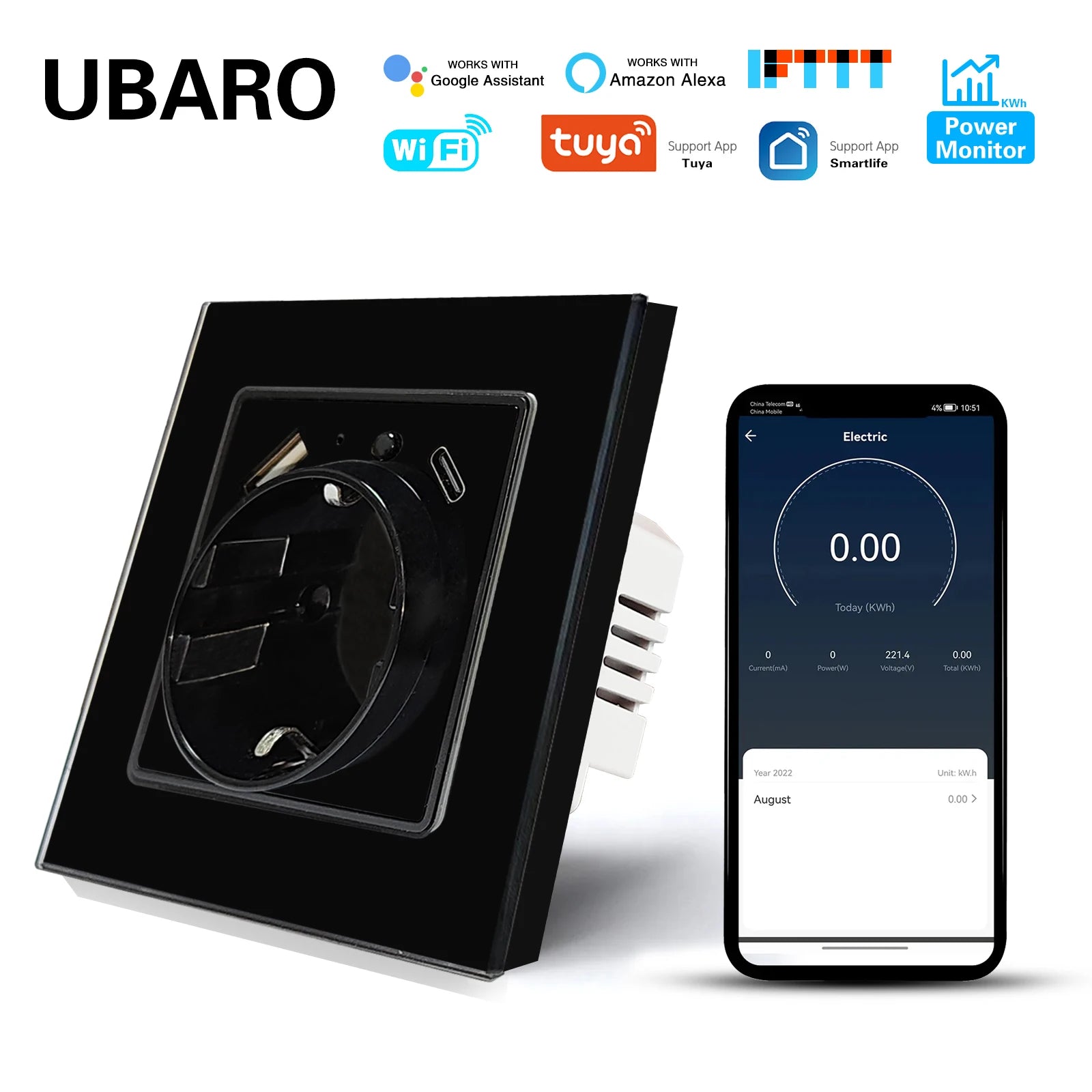 Prise connectée WiFi – suivi de consommation – USB-C