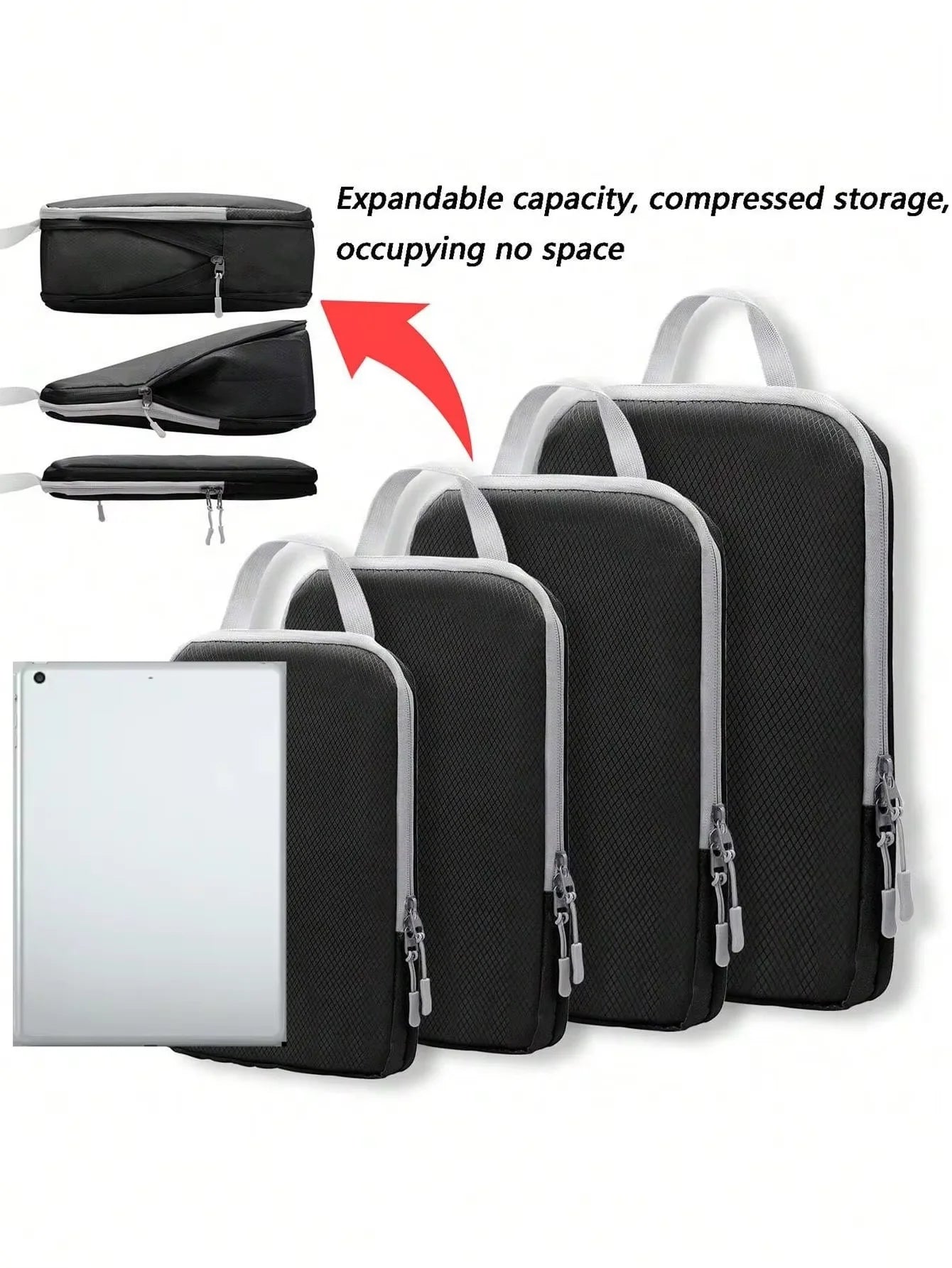 Cubes de rangement de voyage à compression – lot de 6