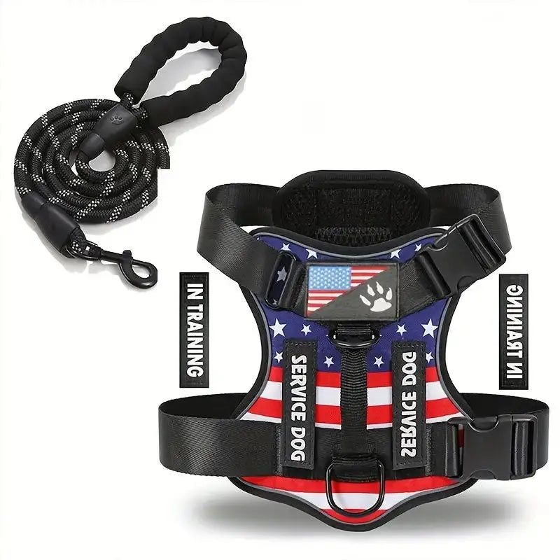 Harnais anti-traction réglable pour chien + laisse