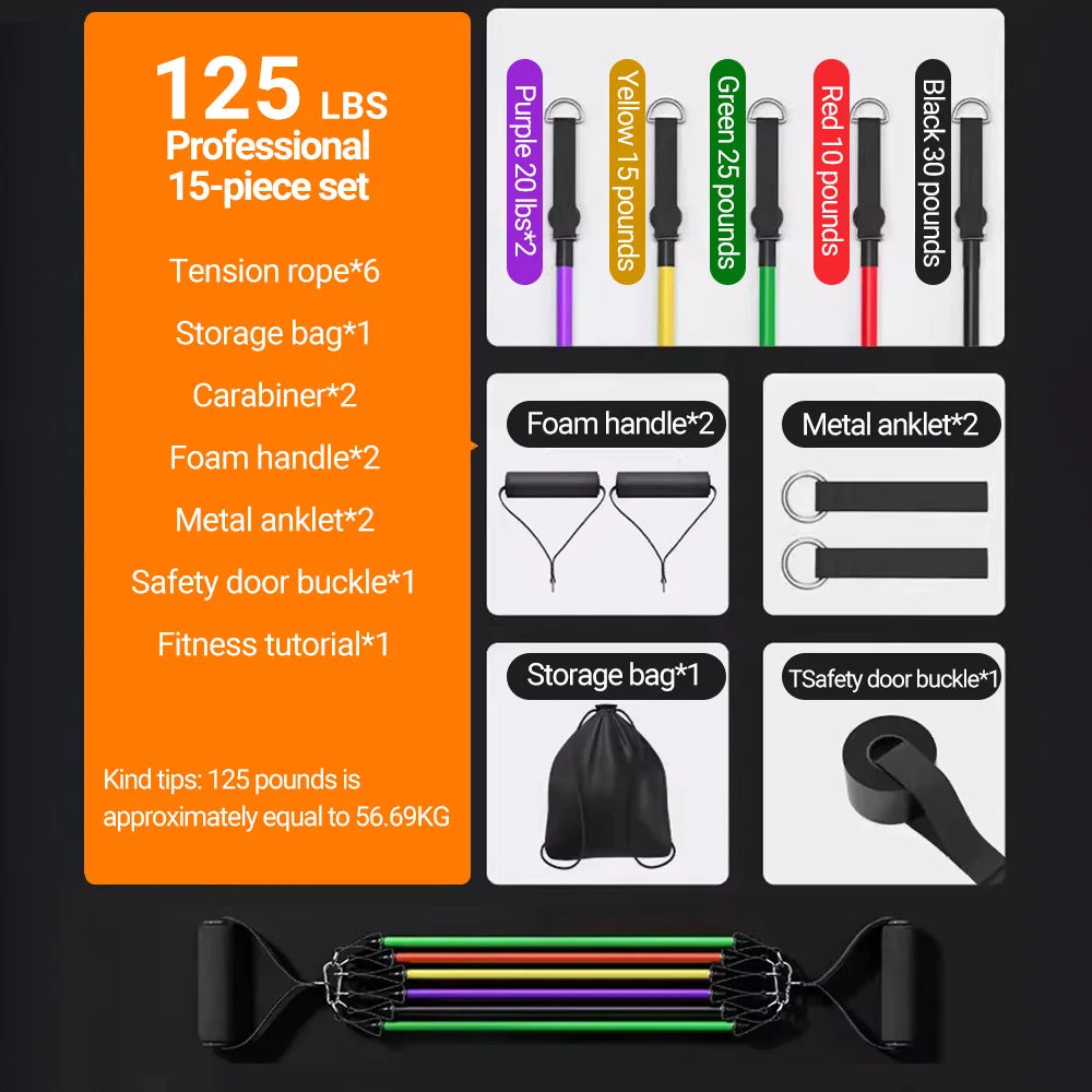 Bandes de résistance élastiques – set fitness – lot de 14