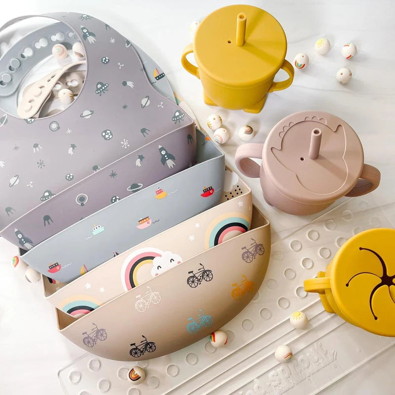 Set repas bébé en silicone – à ventouse