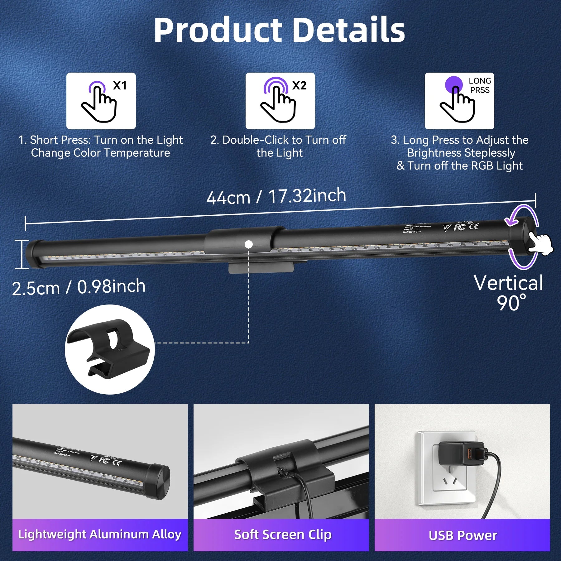 Barre lumineuse d'écran LED – sans reflet – RGB