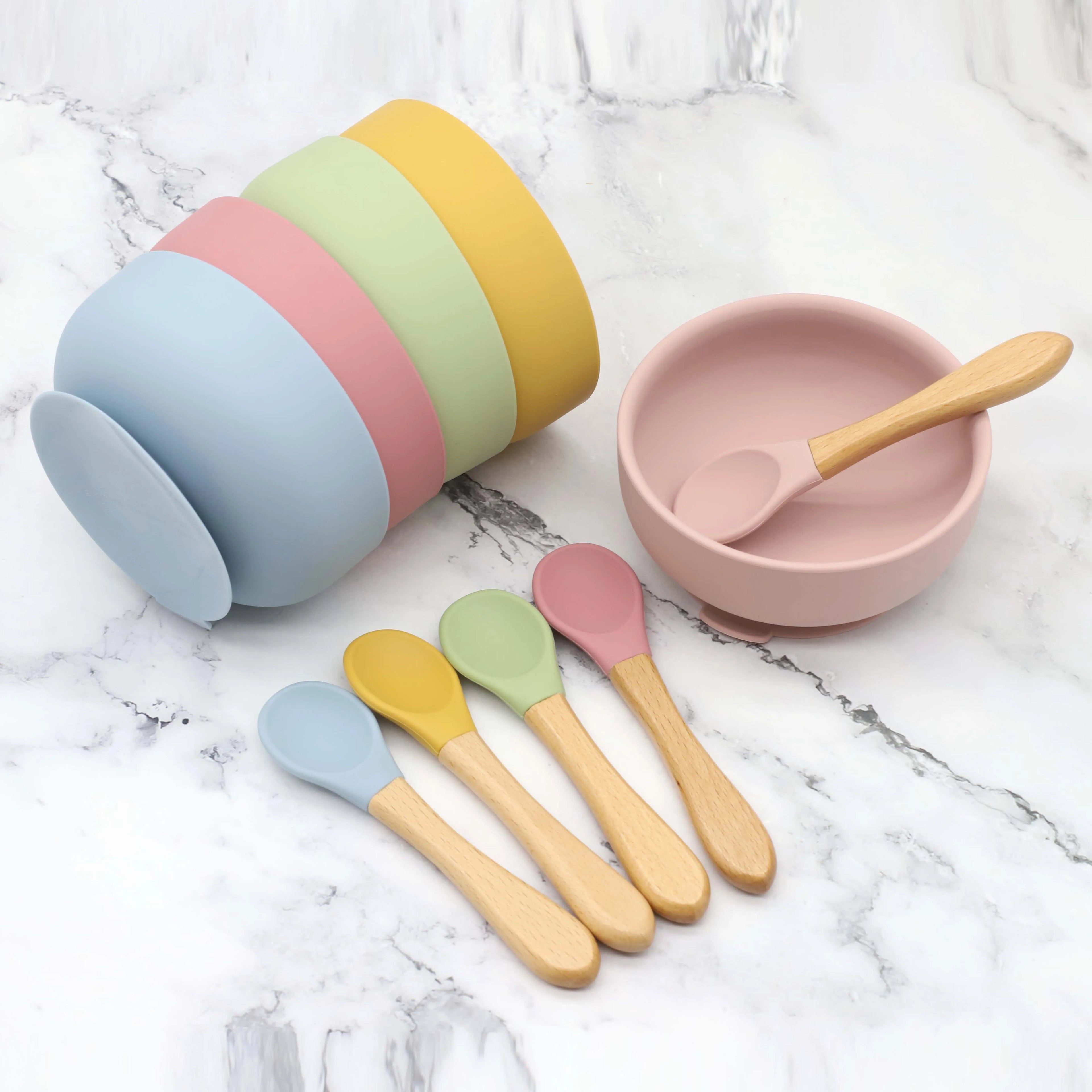 Set repas bébé en silicone – à ventouse