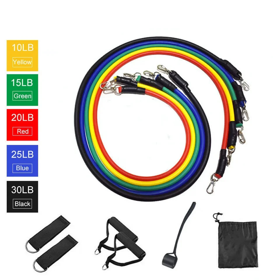 Bandes de résistance élastiques – set fitness – lot de 11