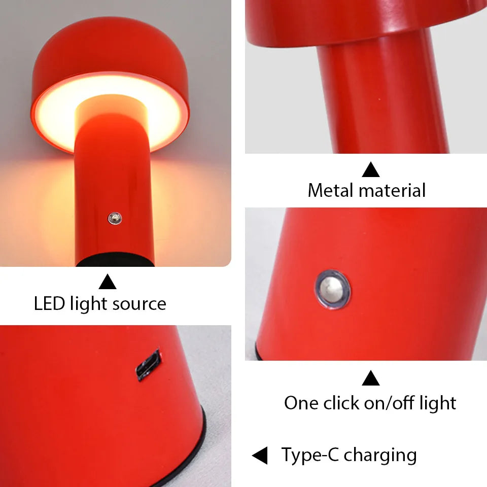 Lampe champignon LED sans fil – veilleuse tactile rechargeable