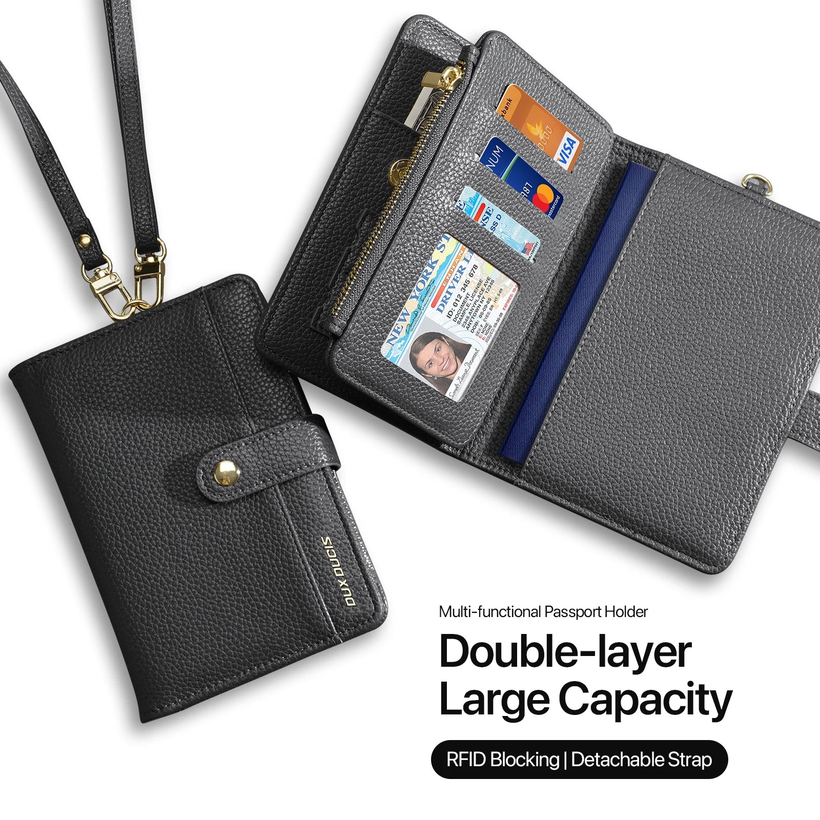 Pochette passeport anti-RFID – tour de cou
